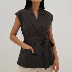 Love Bonito - Montana Padded Button Down Vest (Charcoal)